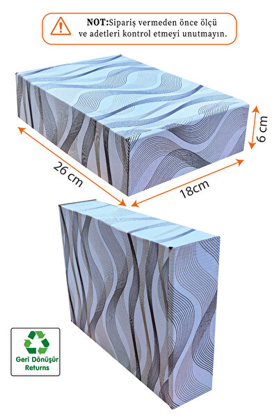 PackMai 26x18x6cm Karton Kutu 10ADET Desenli-Kilitli | E-Ticaret-Hediye Ürün Kutusu Beyaz-Kraft