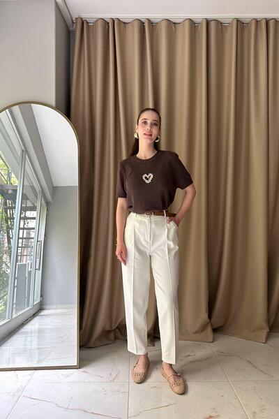 lizge giyim YÜKSEK BEL KEMERLİ PENSLİ PANTOLON