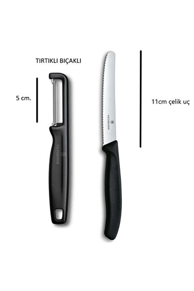 Victorinox Siyah Soyacak & Bıçak Seti 2 li (Tırtıklı Kenar & Tırtıklı Kenar)