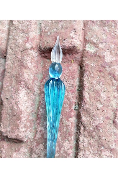 Sanathobi Handmade Glass Pen, Glass Pen, Glass Drawing Pen, Calligraphy Pen-Turquoise