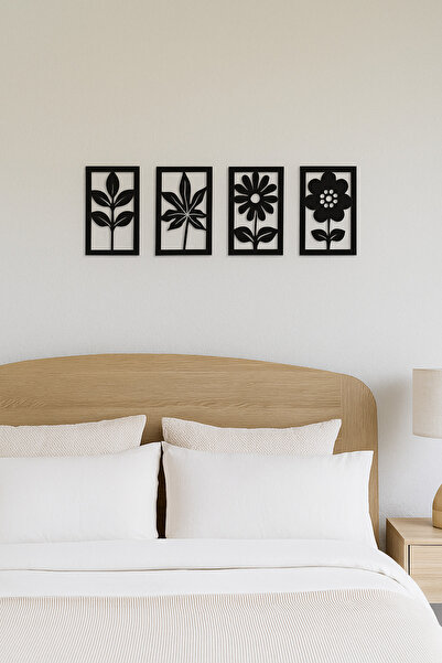softclass 4'lü 20X33 TABLO MODERN ÇİÇEKLİ TABLO SALON EV OFİS MUTFAK SÜSÜ DUVAR DEKORASYONU EV DUVAR SÜSÜ