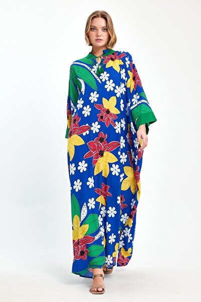 bacc Women's Maxi Length Saks Printed Woven Viscon Dress Bcvl-251069