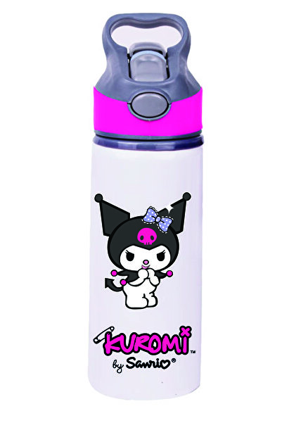 DKDZ SHOP Kuromi Baskılı Pipetli Metal Suluk - 001