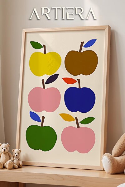 HİGUERA Πολύχρωμα Μήλα - Παιδικό Δωμάτιο Διακόσμηση Εκλεκτικού Στιλ Πίνακας Τ...