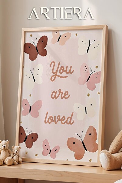 HİGUERA You Are Loved with a Butterfly Typography Baby Girl Διακόσμηση Παιδικ...