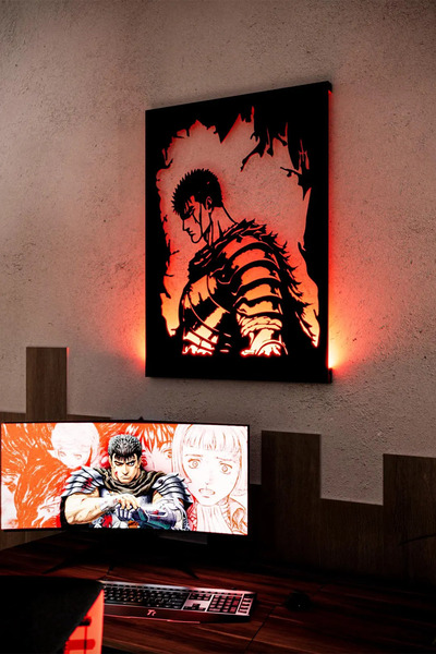 EFSA Games Anime Berserk Ledli Işıklı Mdf Ahşap Çerçeve Tablo