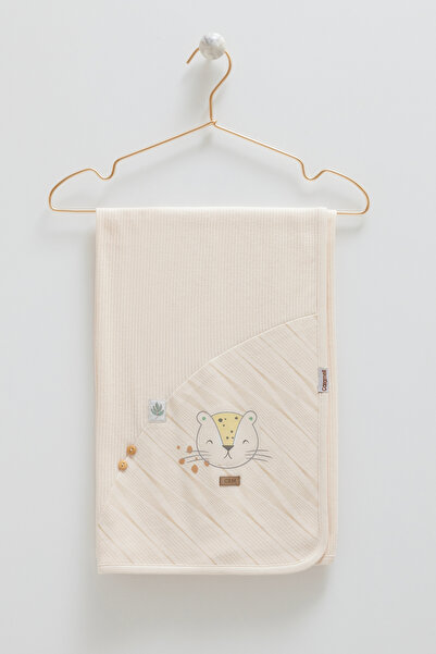 Caramell 100% Natural Cotton (85-90cm) Baby Blanket with Cat Pattern