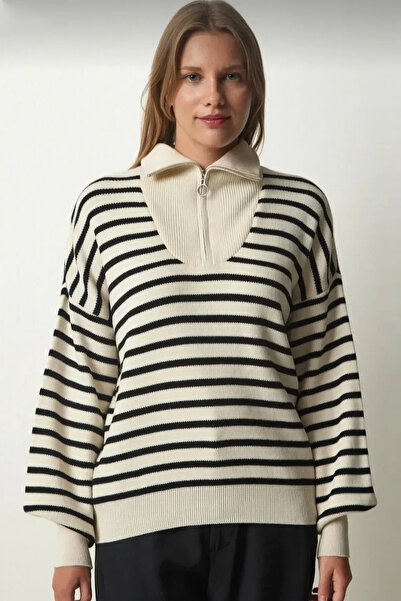 DAMGA Collection Pulover de damă cu guler în dungi