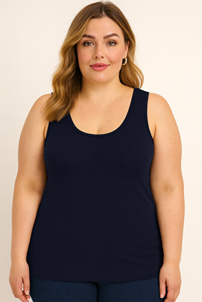 HNX Navy Blue Cotton Plus Size Thick Strap Women's Undershirt