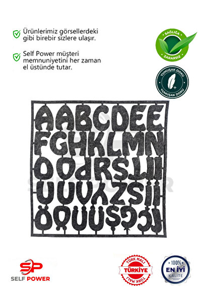 Self Power 3+ Yaş Çocuklar İçin Alfabe Keçe Harf Tanıma&Eşleştirme Eğitic i ABC Öğrenme Sınıf ve Ev Eğitimi