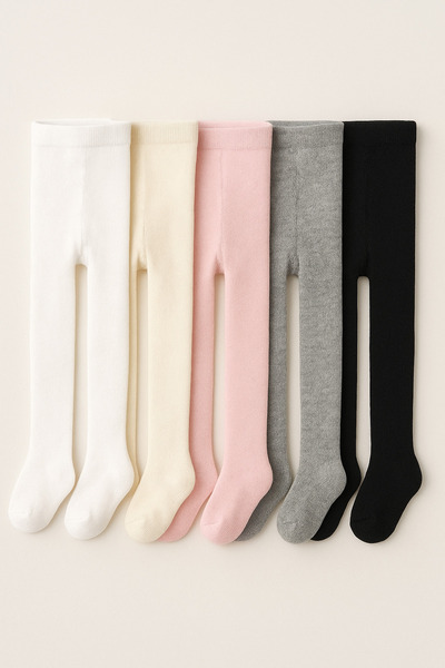 DRESSY LIFE 5-пакет училищни чорапи от измито бамбуково влакно Чорапи за момичета Чорапогащи БялоРозовоСивоКремавоЧерно