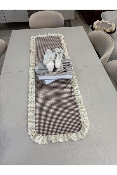 NURGİTA HOME Fırfırlı Fistolu Vintage Oval Runner 45X140 cm