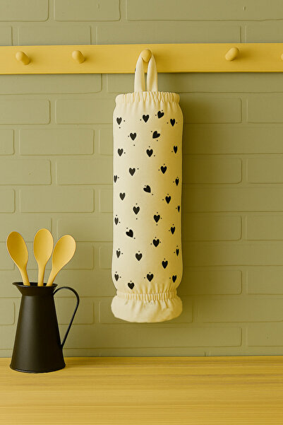 Paris Home Bag Holder – Heart Patterned Bag Organizer with Elastic Top and Bottom, Bag Organizer, Kitchen Bag Holder