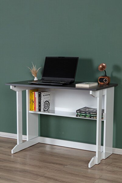 Enda Home Pillar Kütüphaneli Geniş Çalışma Masası 100x56 Cm Antrasit
