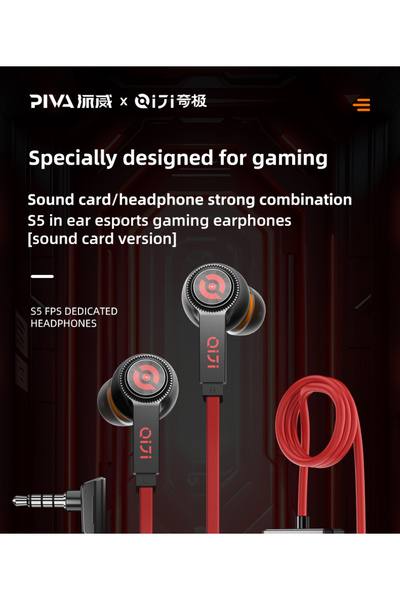 piva S5 Wired Gaming Headset with 3.5mm Elbow Screw Jack for Easy Gaming Use