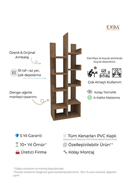 Enda Home Pamfilya 10 Bölmeli/raflı Kitaplık Çam