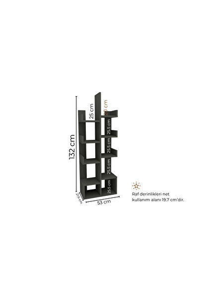 Enda Home Pamfilya 10 Bölmeli/raflı Kitaplık Antrasit