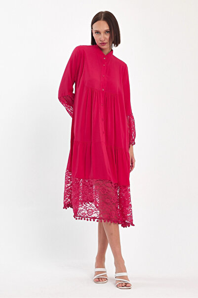 bacc Γυναικείο φόρεμα μάξι με φούξια τούλι με λεπτομέρειες μακρύ υφαντό βισκόζη Bcvl-25983