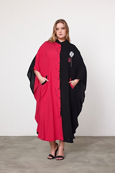 bacc فستان نسائي طويل من الفيسكون المطرز باللون الفوشيا Bcvl-25993