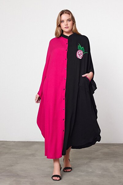 bacc Women's Maxi Length Fuchsia Embroidered Woven Viscon Dress Bcvl-25994