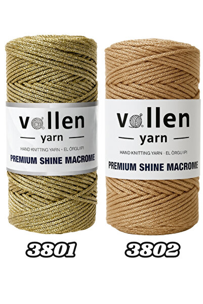 vollen yarn Glitter Macrame Cord 100g 150m Premium Shine – Polyester Bag Cord, Supla and Bracelet Cord