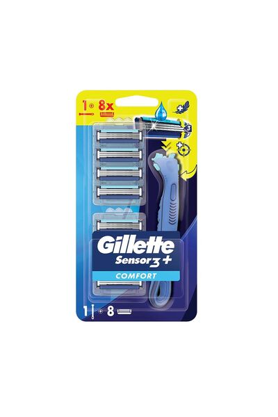 Gillette Sensor3+ Comfort 8'li Yedek Bıçağı Başlıklı Tıraş Makinesi