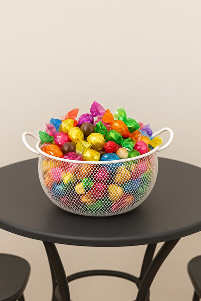 VENON Şekerlik Foniy Metal BEYAZ Sepet Meyvelik Sebzelik Ceviz Tezgah Üzeri Ç...