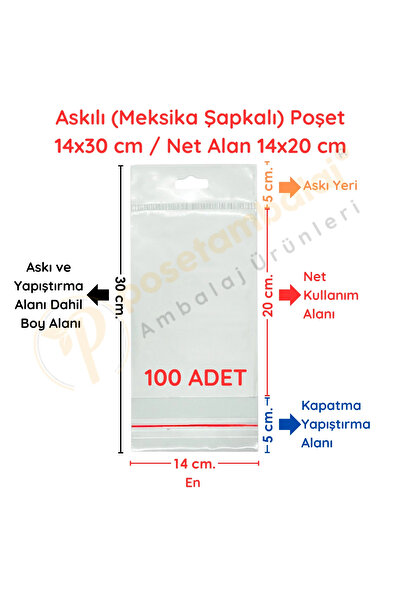 CarpCorn 14x30 Cm (KAPALI HALİ 14X20 CM) 100 Adet - Askılı Yapışkanlı Poşet -...