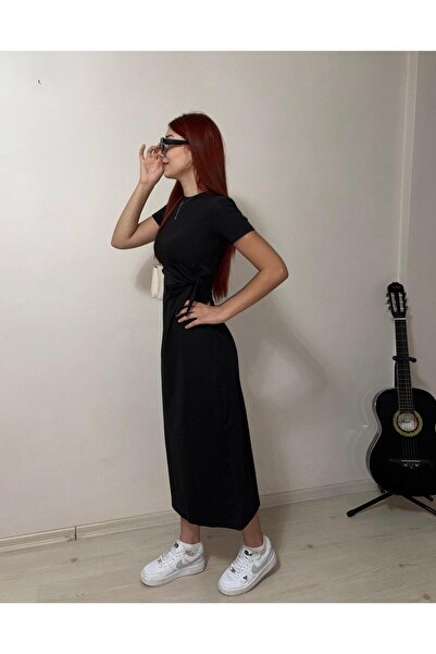 DOANTE Yandan Bağlamalı Vücuda Oturan Bilek Boy Elbise