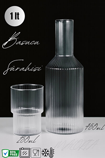 Genel Markalar Başucu Çizgili Karaf Seti - 1 lt Pinterest Origami Başucu Sürahisi