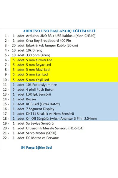 eğiteklab ARDUİNO UNO BAŞLANGIÇ EĞİTİM SETİ
