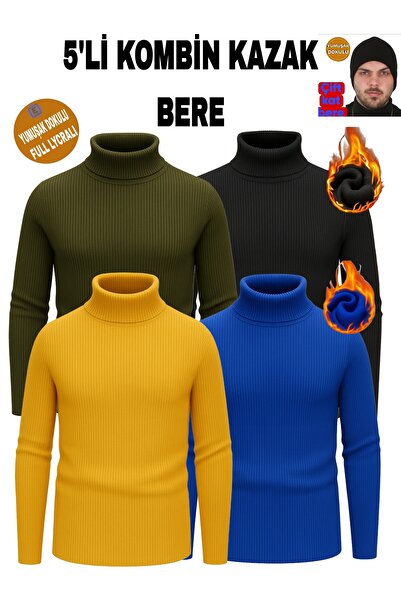 EMKA GİYİM Combinație din 5 piese pulover și beretă cu gât țestoasă