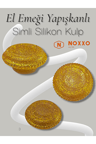 N NOXXO El Emeği Yapışkanlı Simli Silikon Kulp Mobilya Mutfak Banyo Dolap Çek...