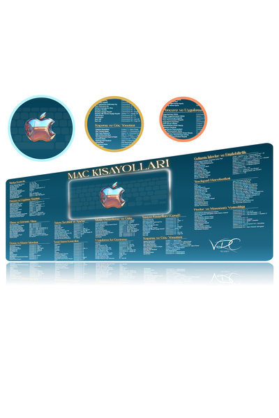 VRC Ticaret Mac Kısayol Mousepad Mavi 80x40Cm Kaymaz Kauçuk Taban