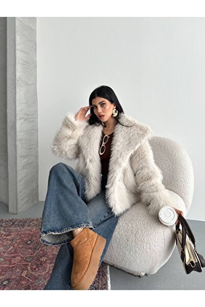 GM Butikk Yeni Sezon Kadın Premium Oversize Peluş Kürk Mont