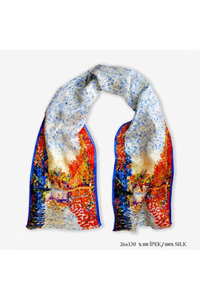 Galiga Seine %100 Ipek Fular 26*130cm 'art On Silk'