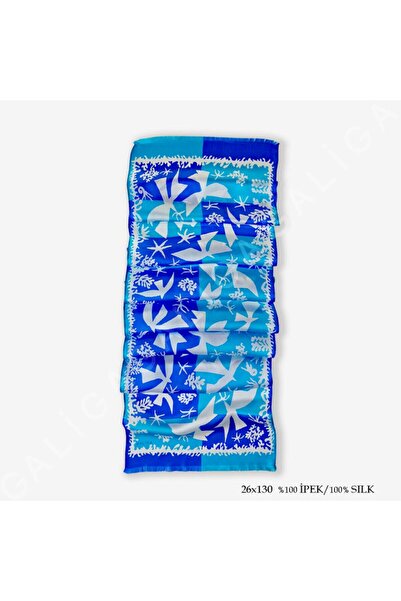 Galiga Sky %100 Ipek Fular 26*130cm 'art On Silk'
