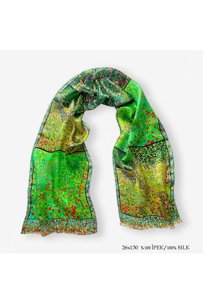 Galiga Klimt - Nature %100 Ipek Fular 26*130cm 'art On Silk'