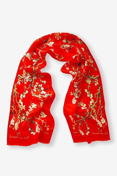 Galiga Almond Red %100 Ipek Fular 26*130cm 'art On Silk'