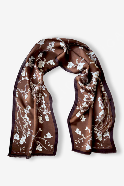 Galiga Van Gogh - Badem Ağacı Kahve %100 Ipek Fular 26*130cm 'Art On Silk'