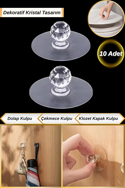 Hane Dostu 10 Adet Çok Amaçlı Kristal Çekmece Dolap Kulpu Klozet Kapağı Kaldı...