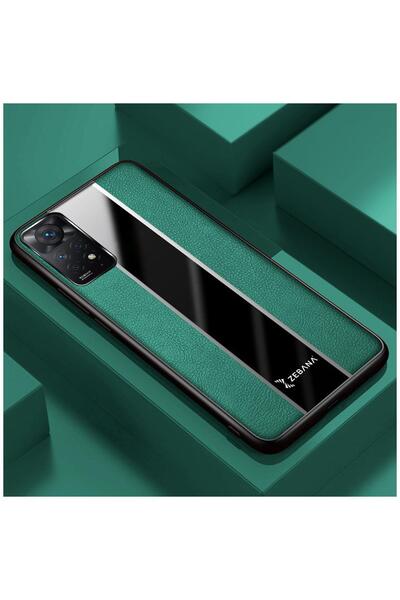 Zebana Xiaomi Redmi Note 11 4G Uyumlu Kılıf Zebana Premium Deri Kılıf Yeşil