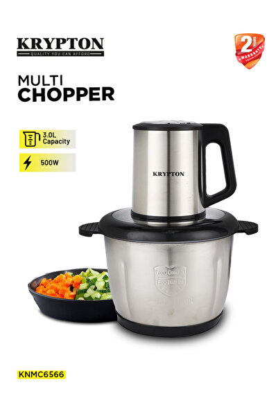 KRYPTON 3.0L Multi Chopper – 500W, Dual Speed, Egg Beater, Stainless Steel Blade, Compact Design