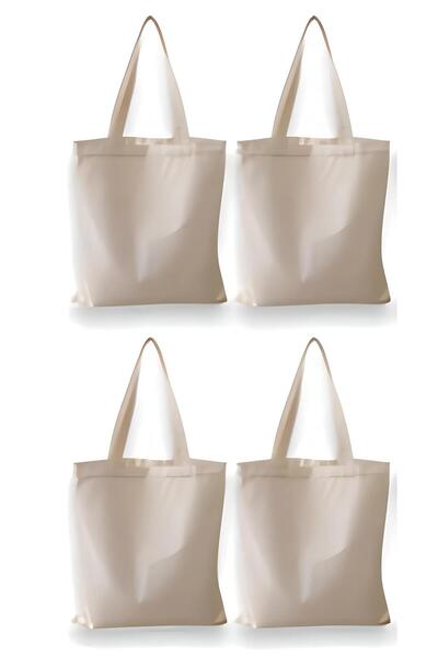 MUTURA Baskısız Bez Çanta %100 Pamuk Gabardin Kumaş 4 Adet