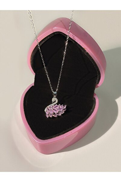 h&b design jewel Çelik Baget Taşlı Swan Kolye