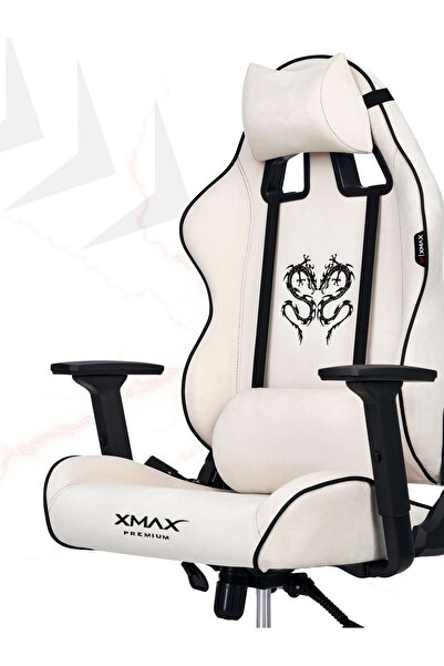 XMAX / Rio Balerion Terletmez Kadife Kumaş Beyaz Gaming Oyuncu Koltuğu / 120 Kg Taşır