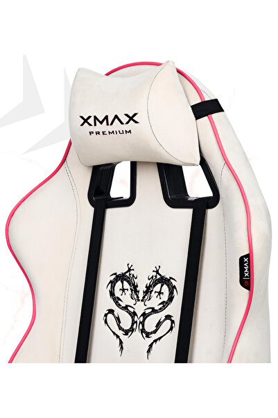XMAX / Rio Balerion Terletmez Kadife Kumaş Beyaz Gaming Oyuncu Koltuğu / 120 Kg Taşır