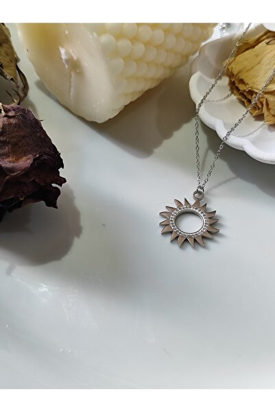Denic Tasarım قلادة من حجر الشمس على شكل نجمة من الفضة اللون