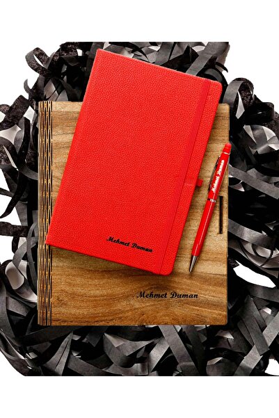 ertal hediyelik Ahşap Kutusunda A/5 Defter & Metal Tükenmez Kalem Seti
