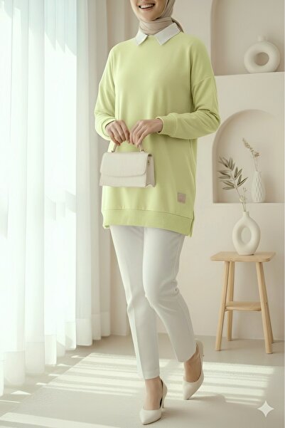 Modamorfo سترة مطرزة بفتحة رقبة دائرية - أصفر فاتح